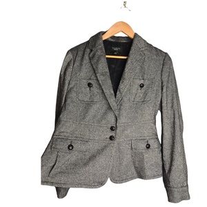 Talbots | Wool Blazer double button blazer silk lined black and gray jacket